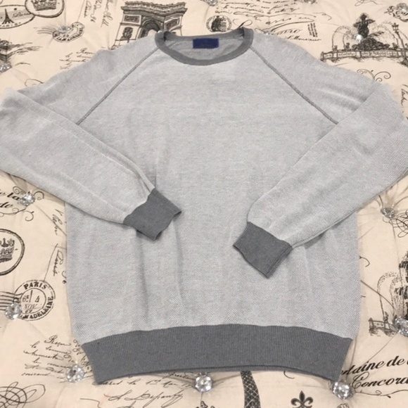 David Donahue Cotton Oxford Knit Raglan Sweater - Picture 4 of 7